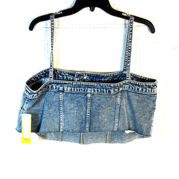 NEW Circus NY by Sam Edelman Bustier Denim Crop Top Womens XL Adjustable Straps - Picture 3 of 11